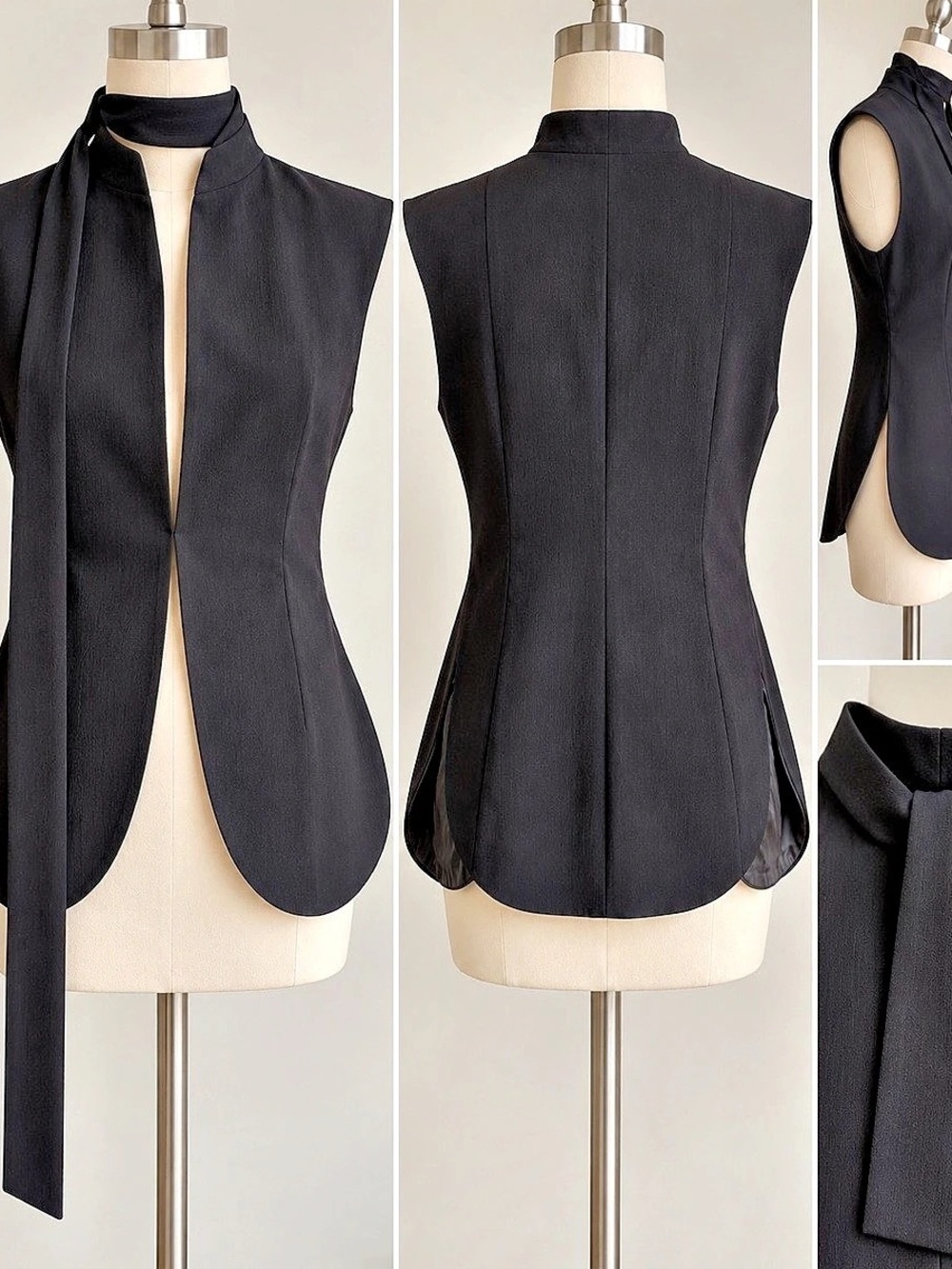 Commense -  Asymmetrical Black Blouse Size Small NWT